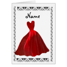 BRIDESMAID Invitation - RED Velvet Gown Greeting Card