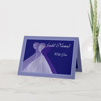Blue Wedding Gowns on Bridesmaid Invitation Royal Blue Violet Gowns Cards By Jaclinart
