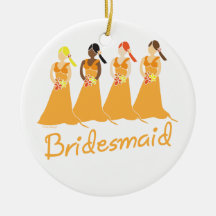 Bridesmaid Peach Dresses Christmas Ornaments