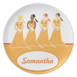 Bridesmaid Peach Orange Wedding Dinner Plate