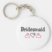 Bridesmaid Pink Black Hearts Key Chains