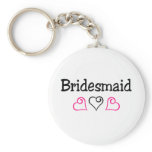 Bridesmaid Pink Black Hearts Key Chains