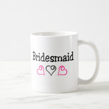 Bridesmaid Pink Black Hearts Mugs