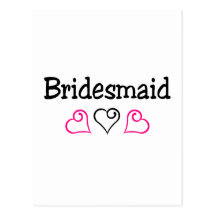 Bridesmaid Pink Black Hearts Postcard