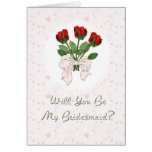 Bridesmaid Red Roses Cards