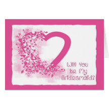 Bridesmaid Request Pink Heart Greeting Cards