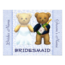 Bridesmaid - Teddy Bears Blue Wedding Invite