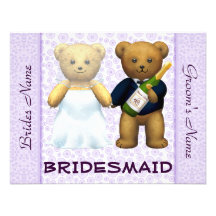 Bridesmaid - Teddy Bears lilac Wedding Invite