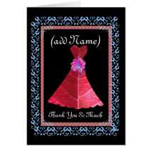 BRIDESMAID Thank You - RED Gown and Lace Trim Card