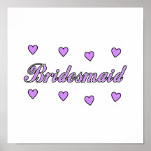 Bridesmaid Wedding Hearts Print