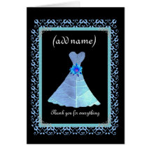 BRIDESMAID Wedding Thank You - Blue Gown Lace Trim Card