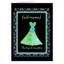 BRIDESMAID Wedding Thank You - Mint Green Gown Card