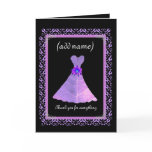 BRIDESMAID Wedding Thank You - PURPLE Gown Greeting Card