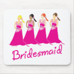 Bridesmaids in Pink Wedding Attendant mousepads