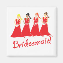 Bridesmaids in Red Wedding Attendant Magnet