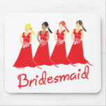 Bridesmaids in Red Wedding Attendant mousepads