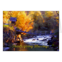 Bridge Across the Stream Thanksgiving Blessings Greeting Card