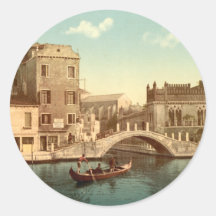 Bridge and Canal, Venice Round Stickers