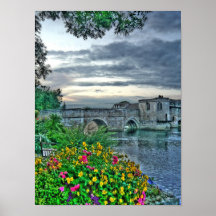 Bridge Flowers Vertical Print