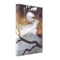 Bridge Over a Frozen Stream by Alexandra Cook Stretched Canvas Print