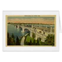 Bridge to Belle Isle Detroit, Michigan, Vintage Card