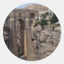 Bridge to the Old Quarter, Ronda, Spain Round Stickers