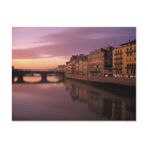 Bridges over the Arno River at sunset, Post Card