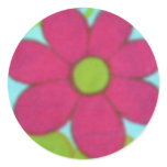 Bright 70's Retro Flower Round Stickers