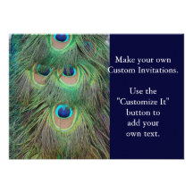 Bright and Bold Peacock Feathers Invitations