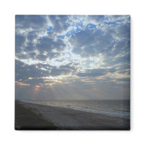 Bright "Beach Morning" (Oak Island, NC) Fridge Magnet