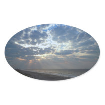 Bright "Beach Morning" (Oak Island, NC) Oval Stickers