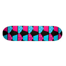 Bright Blue and Hot Pink Cupcake Pattern Skateboard Decks