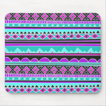 Bright Blue and purple tribal pattern Mouse Pads