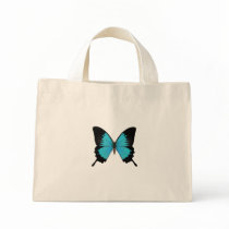 Bright Blue & Black Butterfly Original Colours Canvas Bags