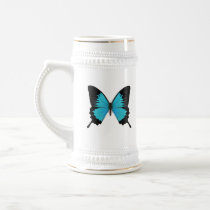 Bright Blue & Black Butterfly Original Colours Coffee Mugs