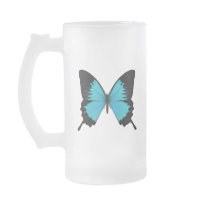 Bright Blue & Black Butterfly Original Colours Coffee Mug
