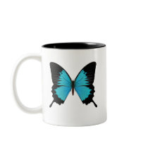 Bright Blue & Black Butterfly Original Colours Mug