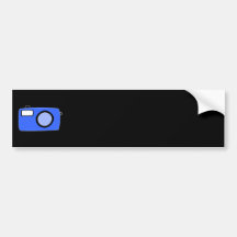 Bright Blue Camera. On Black. Bumper Stickers