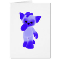 Bright Blue Kitty Greeting Card