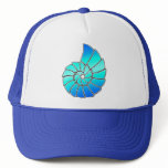 Bright Blue Nautilus Shell hats