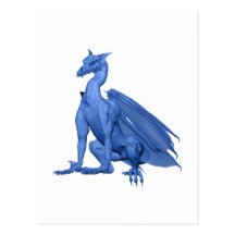 Bright Blue Sitting Dragon Post Card