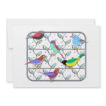 Bright Colored Birds on a Trellis Custom Invitation