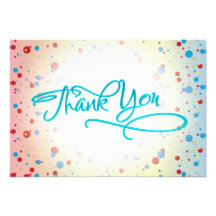 Bright Colorful Dots Glowing Center Thank You Card