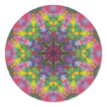 Bright Colors Paint Mandala Round Stickers