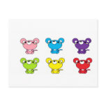 Bright Coloured Cartoon Mice in Rows postcards