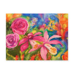 Bright Colourful Silk Flower Garden Note postcards
