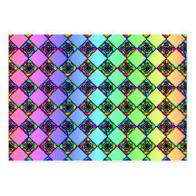 Bright Colourful Stained Glass Style Pattern. Business Card Templates
