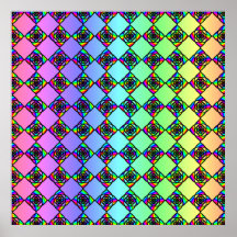 Bright Colourful Stained Glass Style Pattern. Poster