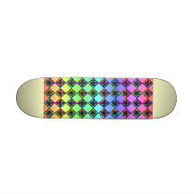 Bright Colourful Stained Glass Style Pattern. Custom Skate Board