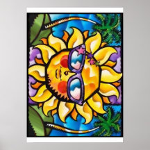 Bright & Colourful Tropical Sun & Palms Posters
